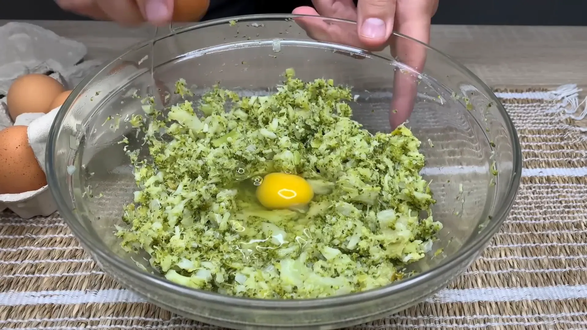 Mixing the savory pie filling