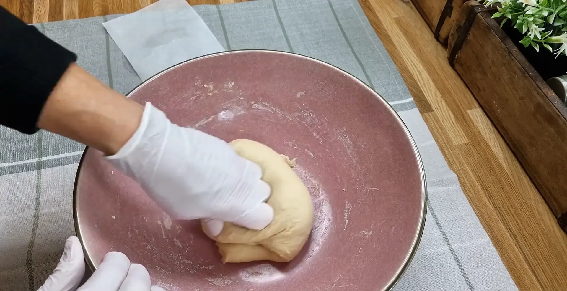 Kneading dough with butter