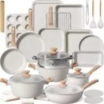 Kikcoin 31 Piece Pots and Pans Set Non Stick Kitchen Cookware Sets